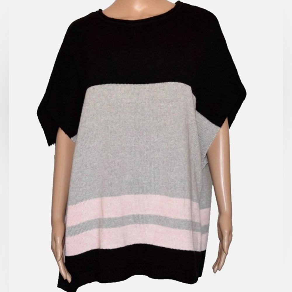 White House Black Market color block poncho in black pink combo size small
